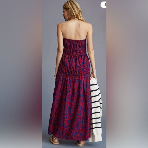 Anthropologie Sundry Aloha Floral Red Maxi Dress XL Extra Large - Picture 3 of 12